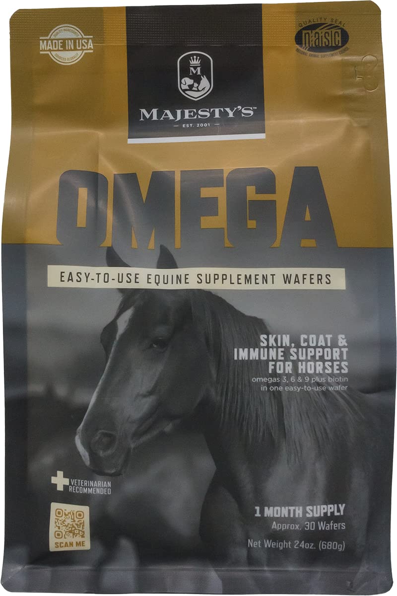 Majesty's Omega Wafers - Superior Horse / Equine Skin, Coat, and Immune Support Supplement - Omega 3, 6, 9, and Biotin - 30 Count (1 Month Supply) - BeesActive Australia