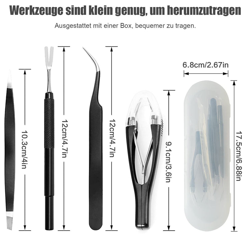 MEISO 4 pieces stainless steel tick remover set, black tick tweezers, tick hook for humans, dogs, cats (with storage box) - BeesActive Australia