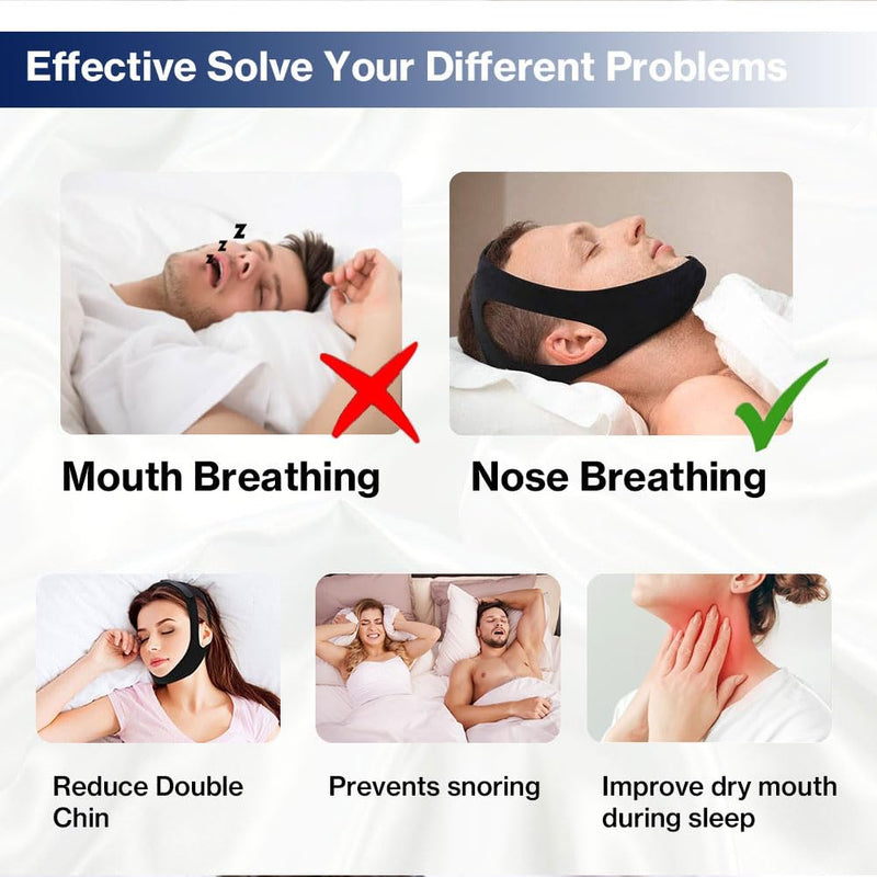 Chin Strap for Sleeping Comfortable Anti Snoring Devices Stop Snoring Solution Adjustable Anti Snoring Chin Strap for Men/Women Snore Stopper Breathable and Reusable