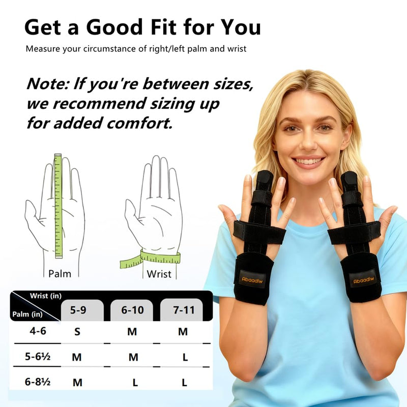 Trigger Finger Splint 2 Pcs, Adjustable Index Finger Splint, Finger Splint Middle Finger, Ring Finger Splint, Pinky Finger Splint,Hand Brace Black-B1-2 M