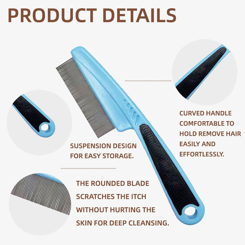 BZKSER professional flea comb for dogs and cats - 2 pieces lice comb, dust comb, effective against fleas, lice, ticks and other parasites, nit comb for pets, with rounded metal teeth, rustproof - BeesActive Australia