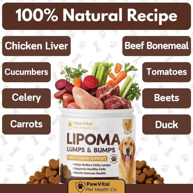 Lipoma Treatment for Dogs – Lumps & Bumps Support, Helps Reduce Fatty Tumors, Turkey Tail Mushroom Chews for Immune Health with L Carnitine, Chicken Flavor, 150 Soft Chews