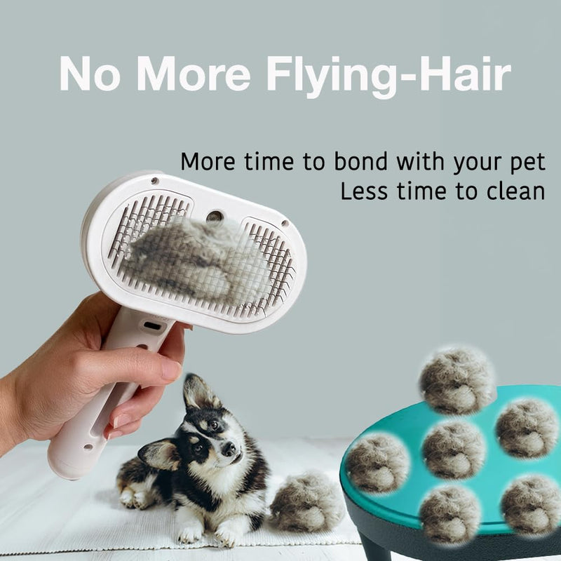 Cat Steam Brush 2024 NEW- Steamy Cat Dog Brush with Release Button and Cool Mist, 3 In 1 Water Brush for Indoor Cat and Dog, Steam Pet Brush for Shedding, Pet Hair Removal Comb with Water Tank (White) White - BeesActive Australia