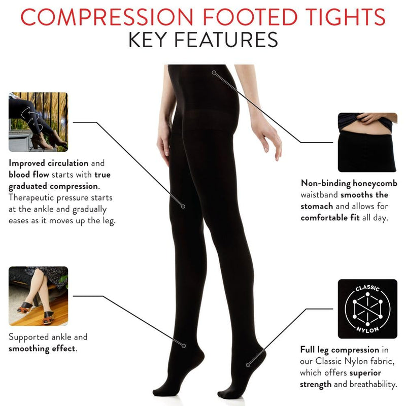 VIM & VIGR Nylon Compression Tights for Women 20-30 Mmhg Nude Solid 2 - BeesActive Australia