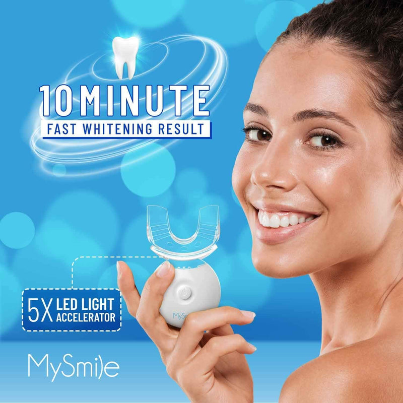 MySmile Teeth Whitening Kit with LED Light, 10 Min Fast Teeth Whitener with 3 x 35% Carbamide Peroxide Teeth Whitening Gel, Helps to Remove Stains from Coffee, Smoking, Wines, Soda, Food - BeesActive Australia