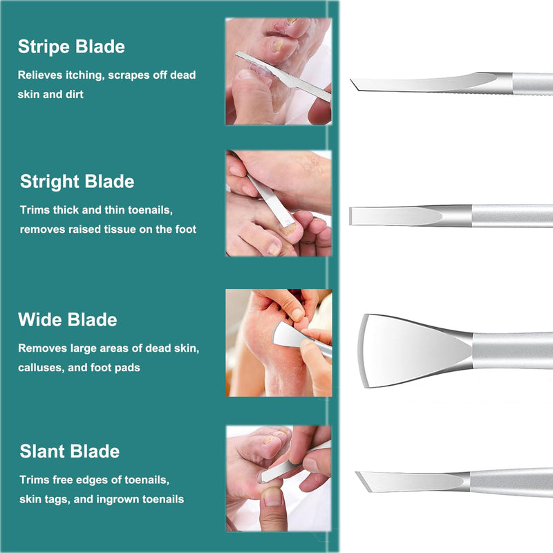 Ingrown Toenail Removal Kit, Pedicure Tools Kit Professional Knife Set Stainless Steel Ingrown Toenail Tool Foot Care Tools Nail Cuticle Remover (4 Pcs Set) 4 Pcs Set - BeesActive Australia