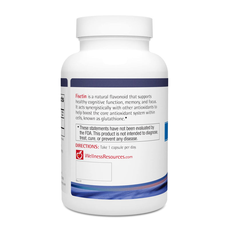 Wellness Resources Fisetin - Novusetin Fisetin Supplement for Longevity, Memory, Focus, Brain Health - Senolytic and Situin Activator - Gluten-Free, Non-GMO, Vegan (100mg, 90 Capsules)