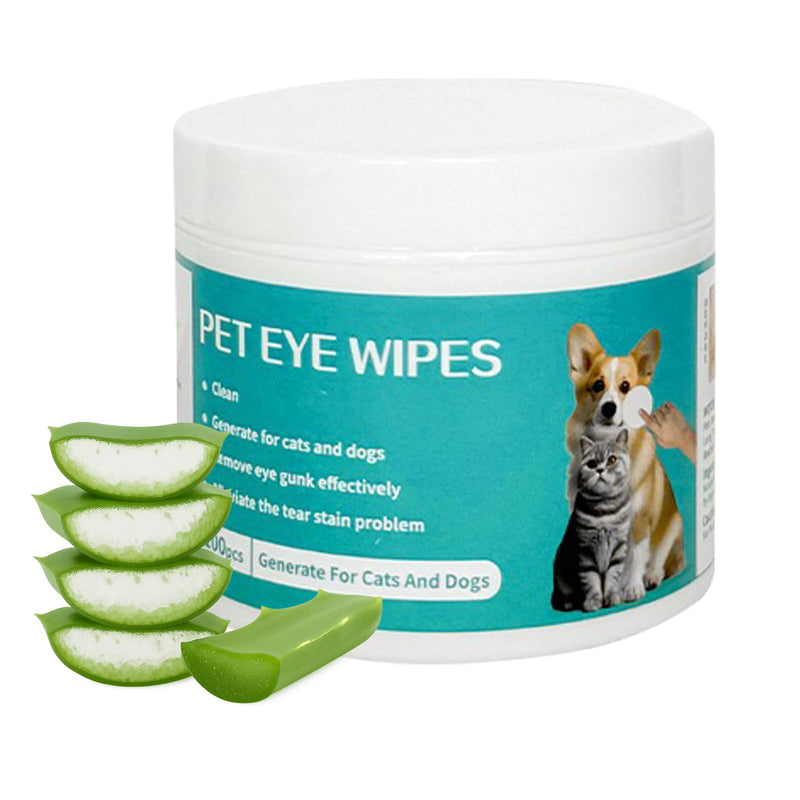 100 - pcs Natural Pet Eye Wipes. Soothing, Crafted with Natural, Non - irritating Aloe Vera & Chamomile extracts. for Removing Tear Stains and Cleaning Eye gunk in Both Cats and Dogs