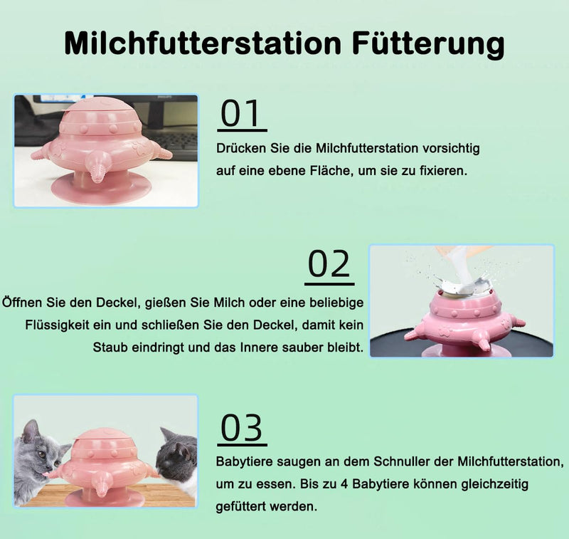 Rearing Aid Puppy Cat Milk Feeding Station with 4 Nipples Puppy Feeding Station Silicone Breastfeeding Station Self Feeding Feeder Puppy Milk Cat Milk Feeding Station for Baby Pet (Pink) Pink - BeesActive Australia