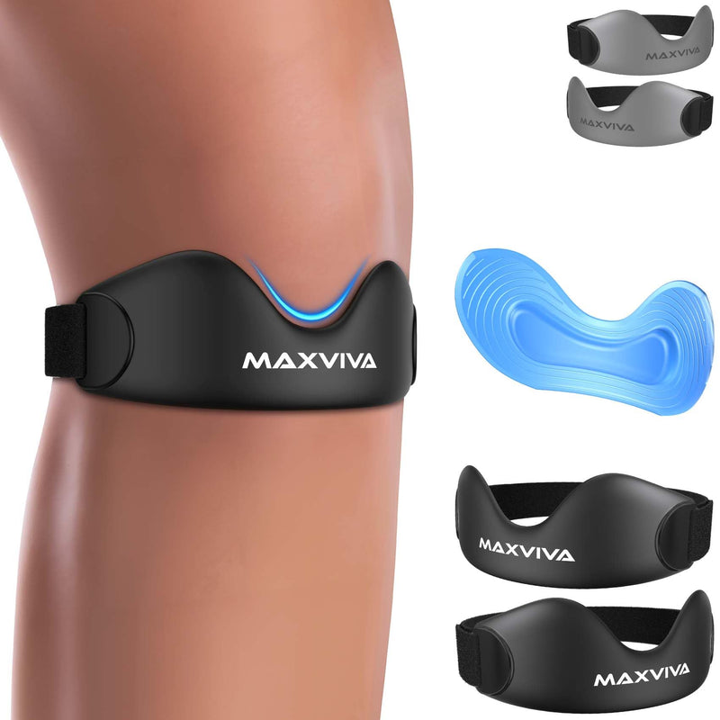 Patellar Tendon Support Strap 2 Pack, Knee Brace Patella Band for Running Hiking Basketball Gym Fitness Tennis Badminton Cycling, Offers Relief from Meniscus Tear and Knee Pain. Black