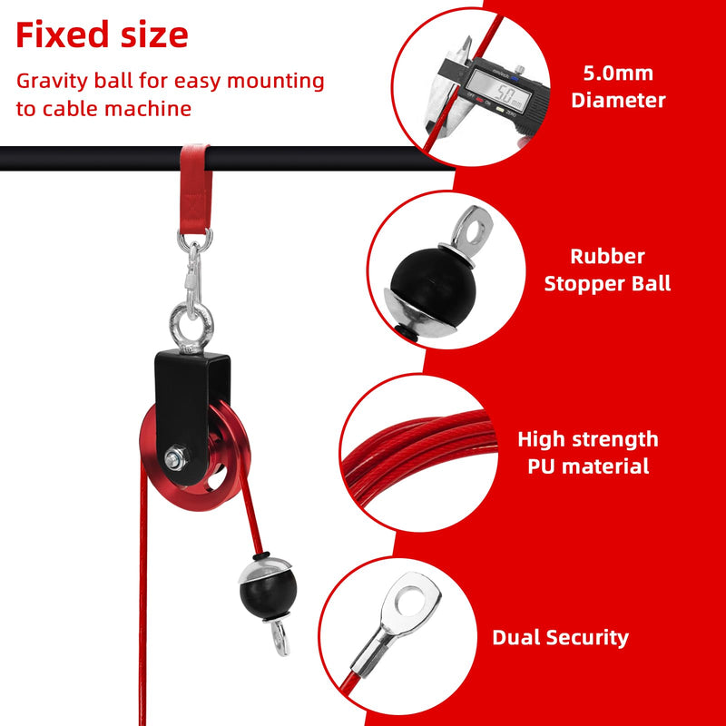 Replacement Cables for Home Gym, Fitness Pulley Cable, Weight Machine Replacement Cable with Stopper Ball 196 inch Red Adjustable length - BeesActive Australia