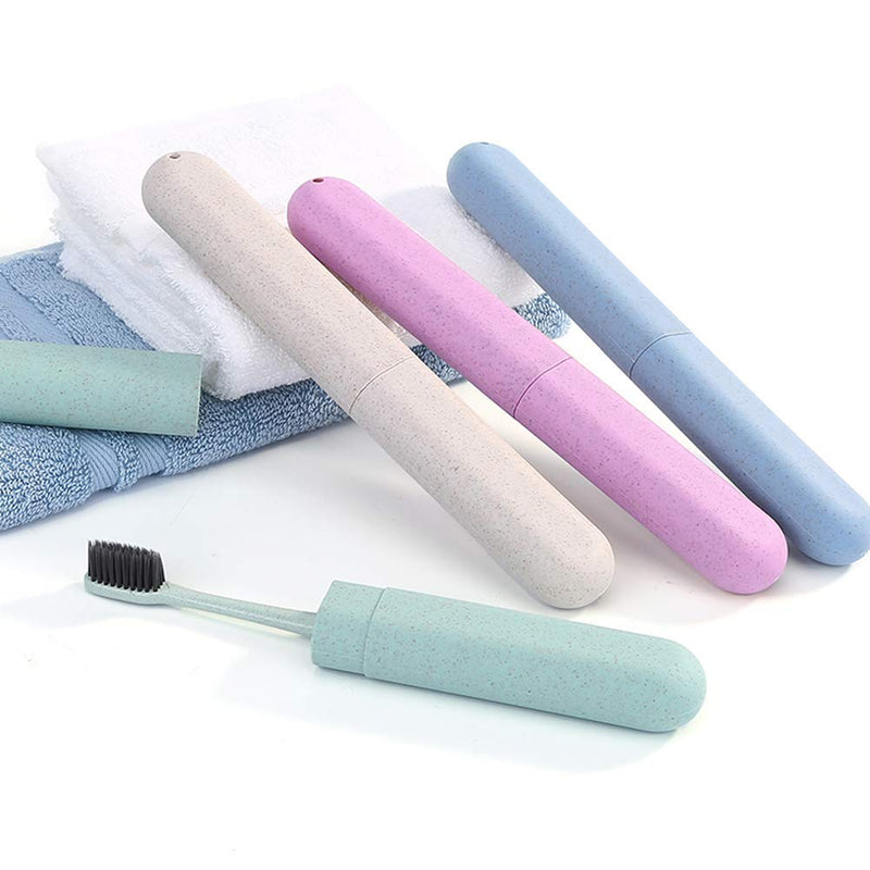 Hooqict 4 Pack Toothbrush Travel Case, Portable Breathable Travel Toothbrush Holder for Traveling, Camping, Home, School, Business Green, Blue, White, Pink - BeesActive Australia