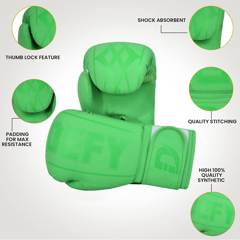 DEFY Boxing Gloves for Men & Women - Premium Quality Synthetic Leather Boxing Gloves for Training - Perfect for Punching Heavy Bags, Sparring, & Fighting Gloves Green 16oz