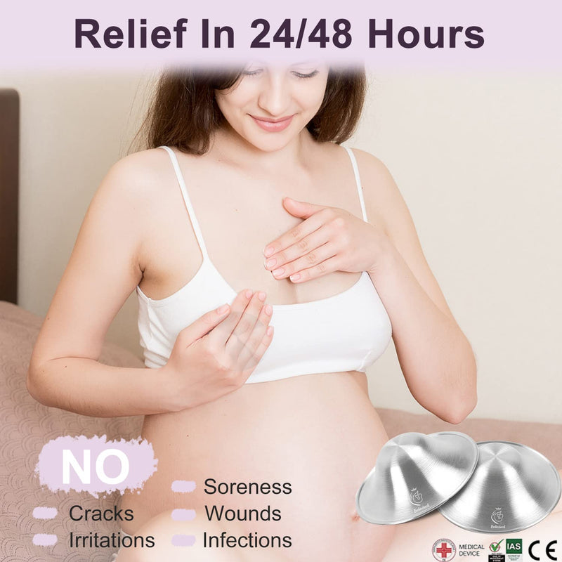 Boboduck Nipple Shields for Nursing Newborn - Trilaminate 999 Silver Nursing Cups Soothe Your Nursing Nipple, Newborn Essentials Nipple Pads, Nipple Covers Protector for Breastfeeding (Standard Size) Standard - BeesActive Australia