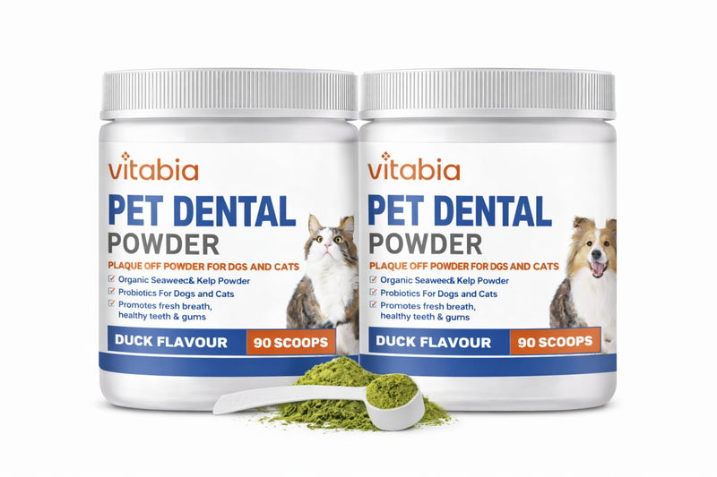 Plaque Off Powder for Dogs & Cats, Natural Pet Dental Care Tartar Remover, Fresh Breath & Healthy Gums, No Brushing Needed, Seaweed & Probiotics, 180g Pack of 2 (180g × 2 (Pack of 2)) 180g × 2 (Pack of 2)