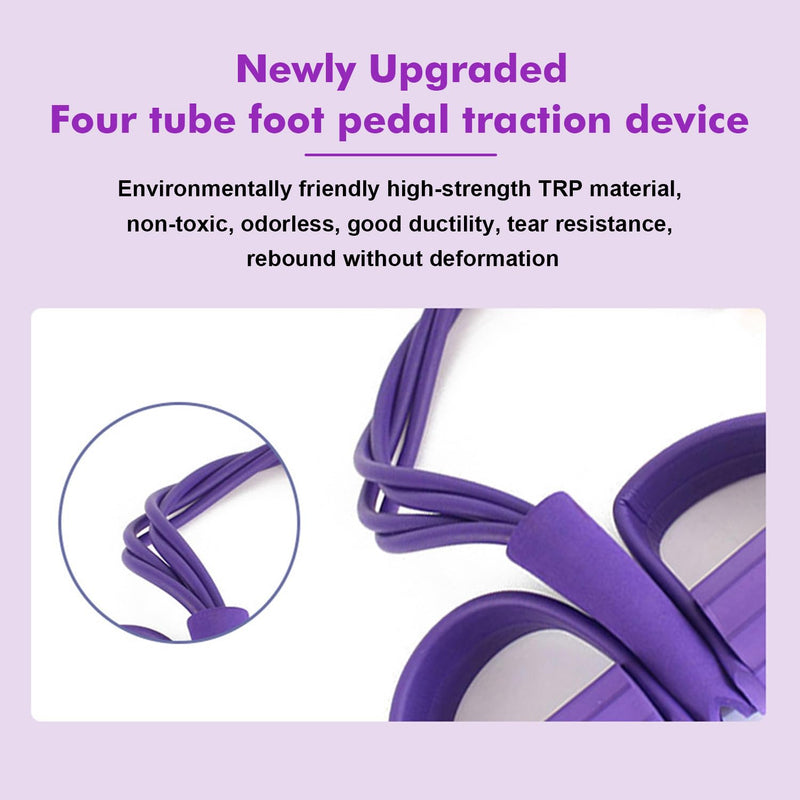 2PC 21 Fitness Resistance Bands-4 Tube Pedal Ankle Puller, Stirrup Puller for Exercise,2025 New Sit up Leg Stretch Rope Exercise Bands with Handles for Women Men Black+Purple