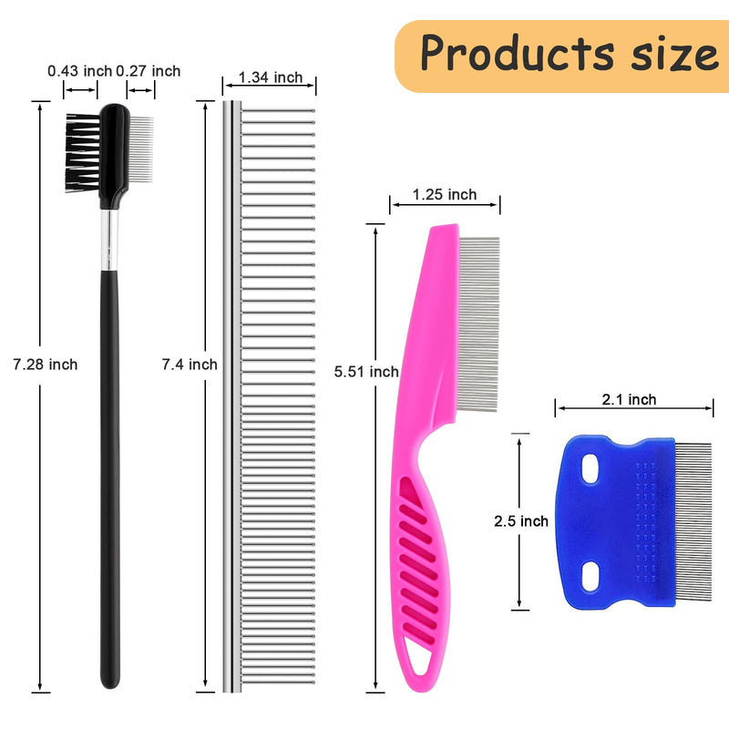 Tick Removal Tool for Dogs, Cat Comb for Shedding, Stainless Steel Pet Hair Grooming Comb Kit, Tear Stain Remover Comb for Small Dogs(10 Pack) Tick Removal Kit - BeesActive Australia
