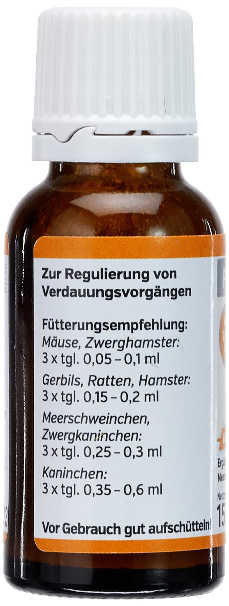 Alfavet RodiCare acute supplementary feed to regulate digestive processes for rabbits, guinea pigs and small rodents, 15 ml glass bottle with 15 ml dosing syringe (pack of 1) - BeesActive Australia