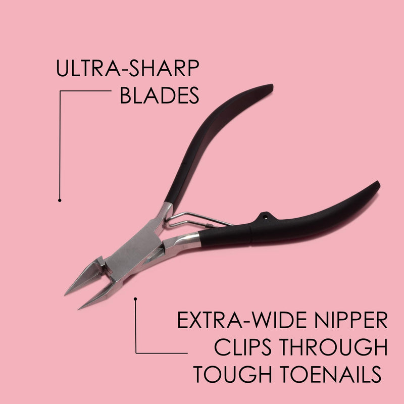 JAPONESQUE Soft Touch Toenail Clipper & Cuticle Pusher Manicure Set for Salon Quality Results, Anti-Slip Grip, Stainless Steel