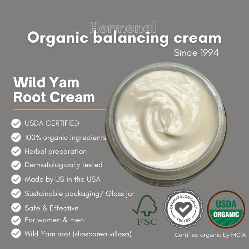 Indian Meadow Herbals Wild Yam Root Cream (2oz) - USDA Certified Organic Balancing Cream for PMS & Menopause Relief - Estrogen & Progesterone-Free. Handmade By US. Woman-owned & Operated Since 1994. 2 Ounce (Pack of 1) - BeesActive Australia