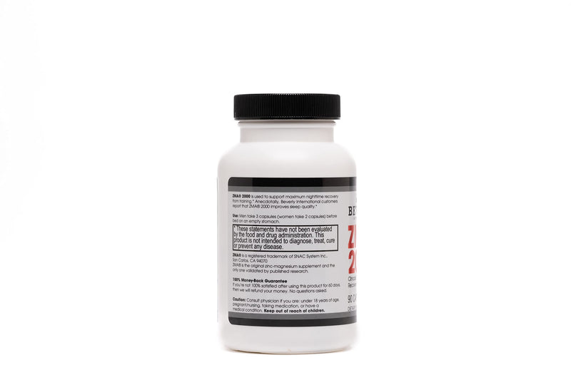 Beverly International ZMA 2000, Zinc Magnesium Aspartate, 90 Capsules | Improves Muscle Strength, Endurance, Immune Support & Recovery Post Training, Zinc Magnesium Aspartate & Vitamin B6