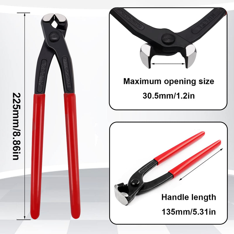 9inch Single Ear Clamp Pincer Carbon Steel Ear Clamp Pliers Tool Install Remove Clamp Crimp Pliers Nail Puller Tool for repairing pipes, fuel lines - BeesActive Australia