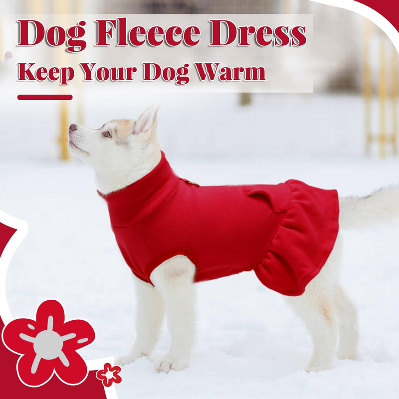 Small Dog Fleece Shirt Turtleneck Dog Sweater Vest, Dog Winter Fall Clothes Dog Sweatshirt with D Ring, Warm Dog Fleece Dresses Pet Pullover Puppy Jacket, Dog Cold Weather Coat Pet Apparel Red Large - BeesActive Australia