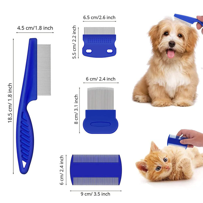 Cat fur comb, dog detangling comb, cat comb, pet fur detangler comb, dog eye comb, tear stain remover comb, flea comb for cats and dogs, stainless steel dog grooming combs, pet comb, 7 pieces - BeesActive Australia