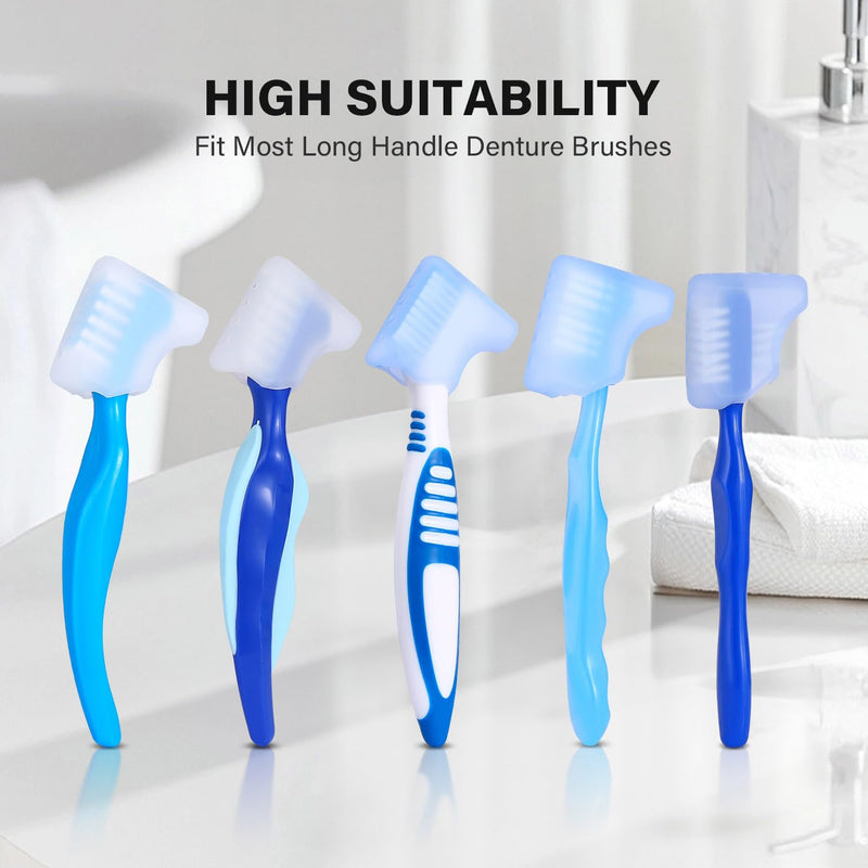 Anbbas Silicone Denture Brush Cover Fit Most Denture Toothbrushes(Pack of 2) 2Brush Covers(Blue) - BeesActive Australia