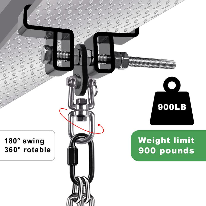 SELEWARE Heavy Duty Punching Bag Hanger and Beam Clamp for Boxing, Muay Thai, MMA B. Beam Clamp with Swivel & Carabiner (1 Pack)