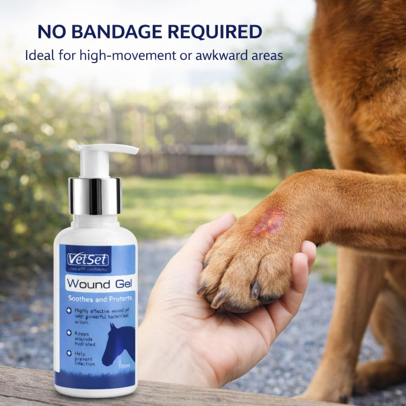 Wound Gel for Dogs, Horses, Cats & Livestock 100ml | Herbal Antibacterial & Antimicrobial Hydrogel Wound Care |Soothes & Protects Cuts, Grazes, Bites & Irritations