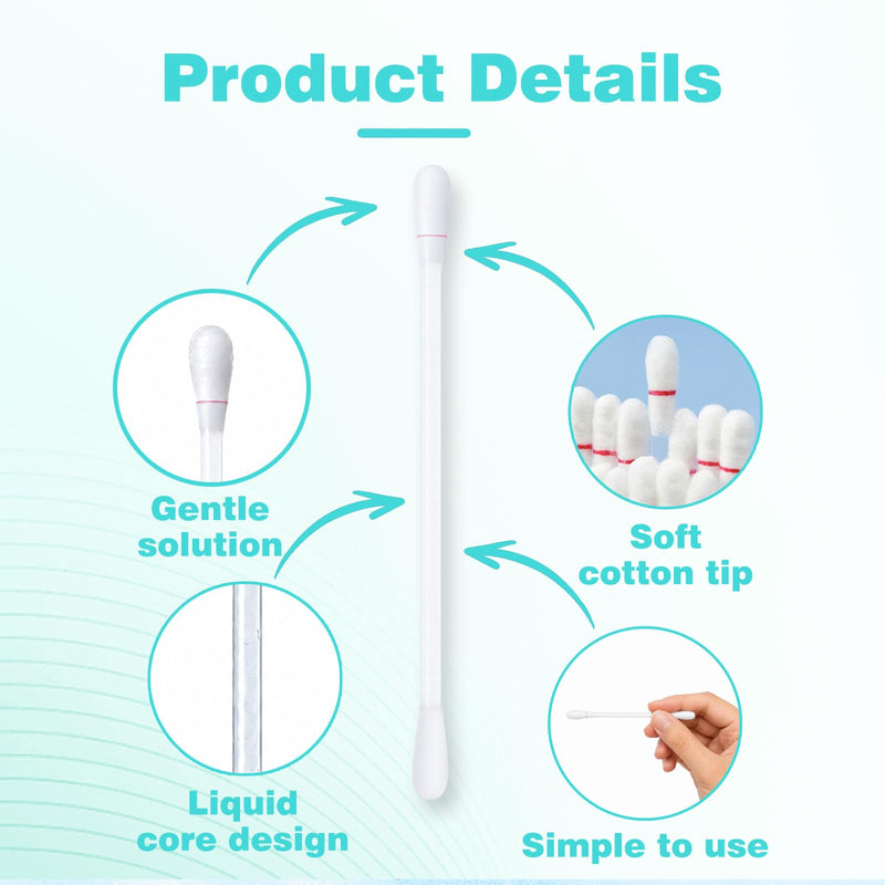 50 Pcs Pet Ear Cleaner Cotton Swabs for Dogs and Cats, Liquid-Filled Ear Cleaning Sticks for Removing Dirt, Wax and Odor, Gentle Ear Care for Dogs Cats and Small Pets
