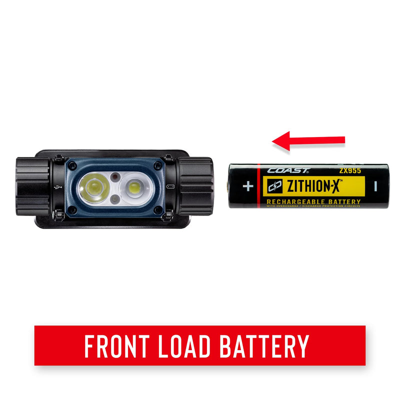 Coast WPH34R 2000 Lumen Waterproof Ultra Bright IP68 USB Rechargeable-Dual Power Headlamp, 6 Modes with Spot and Flood Beams, Black/Grey - BeesActive Australia