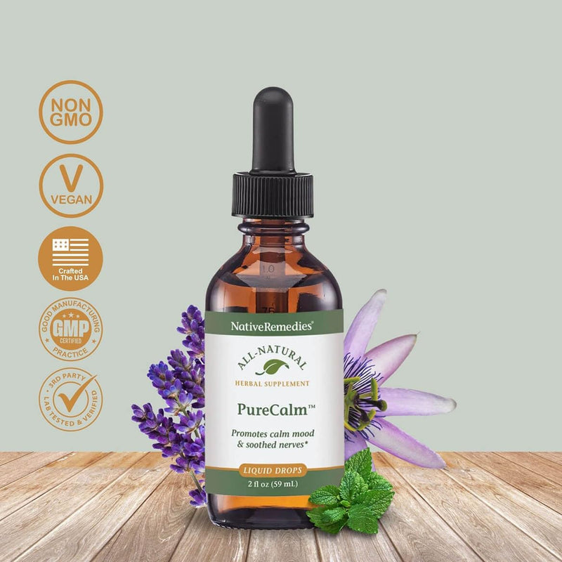 Native Remedies PureCalm - All Natural Herbal Supplement Promotes Feelings of Calm During Times of Pressure, Stress or Nervous Tension - 59mL 2 Fl Oz (Pack of 1)