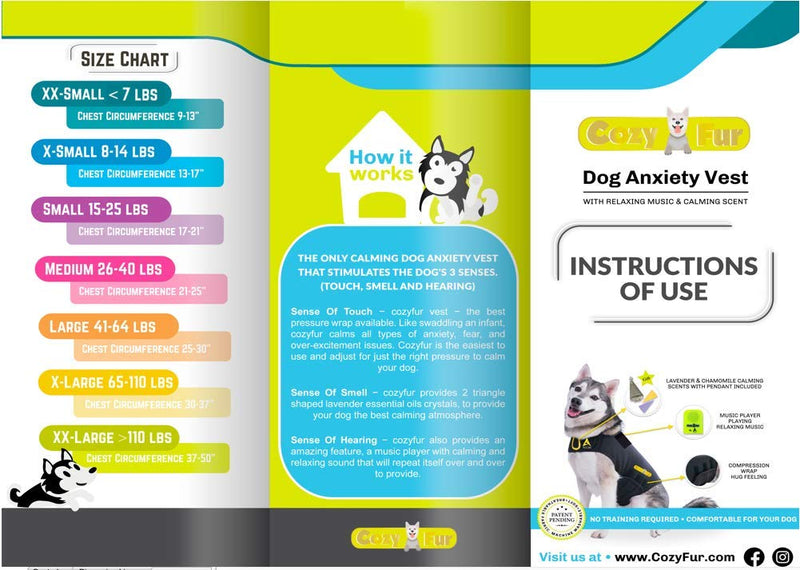 CozyVest® Dog Anxiety Vest 3-in-1 Music & Aromatherapy Shirt, Relaxing Sound & Essential Oil Scent Jacket, Fireworks Thunder Separation & Thunderstorm Canine Stress Relief Coat (Gray, XL [65-110 Lbs]) XL [65-110 Lbs] Gray - PawsPlanet Australia