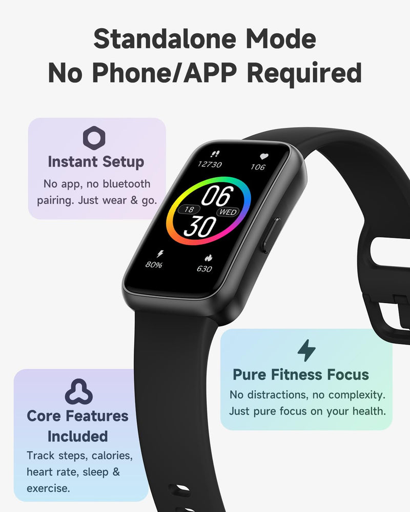 TOOBUR Fitness Tracker Watch, NO APP NO Phone Required, 3ATM Waterproof, Heart Rate/Body Energy/Sleep Monitor, 100 Sports Modes, Step Counter Pedometer Watch, Activity Tracker for Men Women, Black - BeesActive Australia