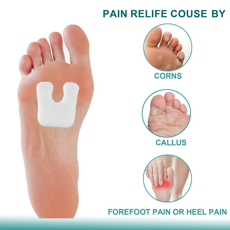 U Shape Metatarsal Foot Pads for Women 24 Pcs, Callus Cushions Horseshoe Pads Moleskin for Feet, Foot Pads Callus Pads for Heel Bottom Side of Foot, Ball of Foot Cushion Pain Relief