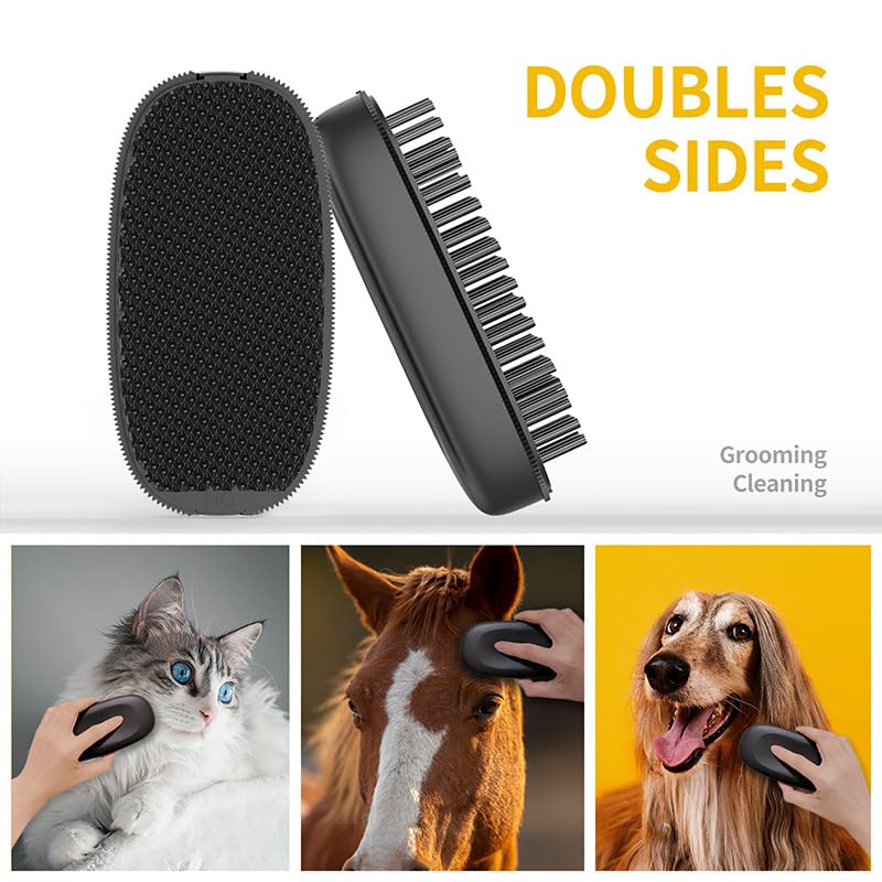 horse hair brushes, horse deshedding tool, PESSILIN 6-in-1 Horses Brushes Shedding Massage Deshedding for Horses, horse grooming brushes (Black) - BeesActive Australia