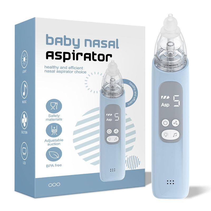 X-Bosak Nasal Aspirator for Baby, Electric Nose Sucker for Baby, Snot Sucker with 5 Levels Suction, Soothing Light & Nursery Rhymes Blue - BeesActive Australia