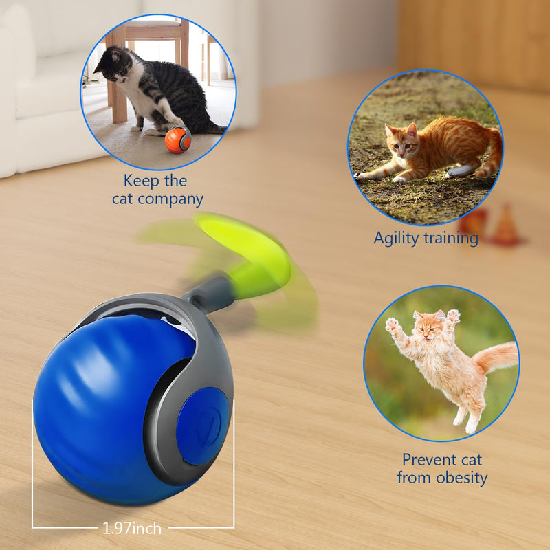Speedy Tail 2.0,Speedy Tail Cat Toy,Smart Interactive Cat Toy Balls,Automatic Moving Balls for CatTouch Motion Rolling Cat Toy Ball,Self Rolling Smart Cat Toy Ball Interactive Cat Toys with Tail Blue - BeesActive Australia
