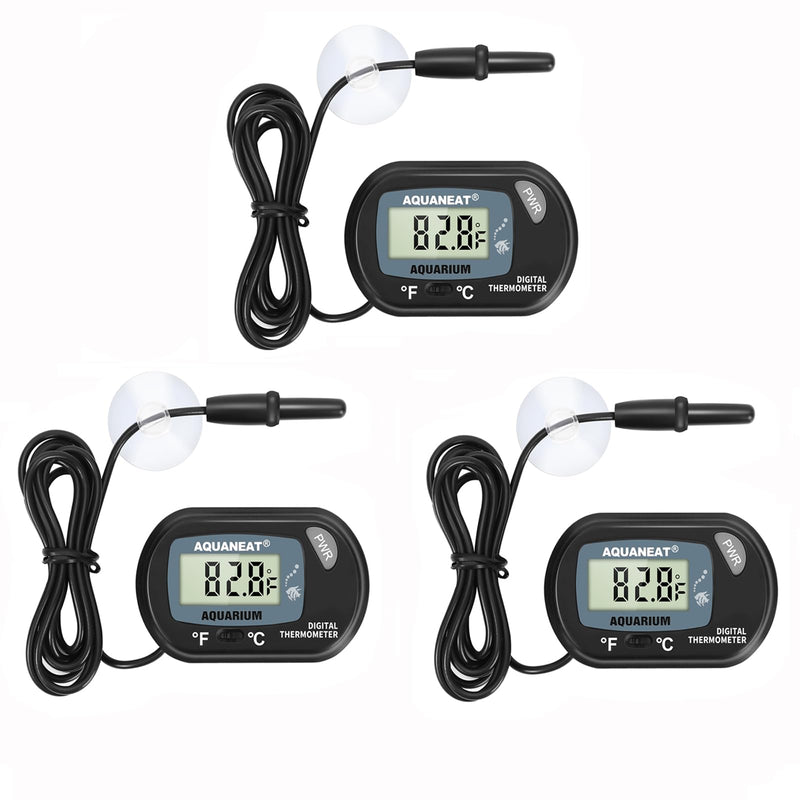 AQUANEAT Aquarium Thermometer, Fish Tank Thermometer, Digital Temperature Test, with Large LCD Display (3 Packs) 3 Packs