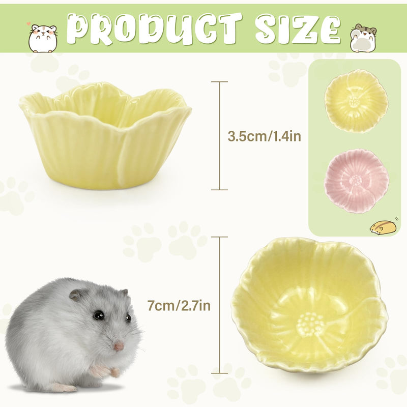 Small Ceramic Pet Hamster Bowl, Easy to Clean Anti Flipping Hamster Food and Water Bowl Feeding Bowl, Small Animal Bowls for Golden Bears, Rabbits, Hedgehogs, Dutch Pigs, Parrots (Pink, s) Pink - BeesActive Australia