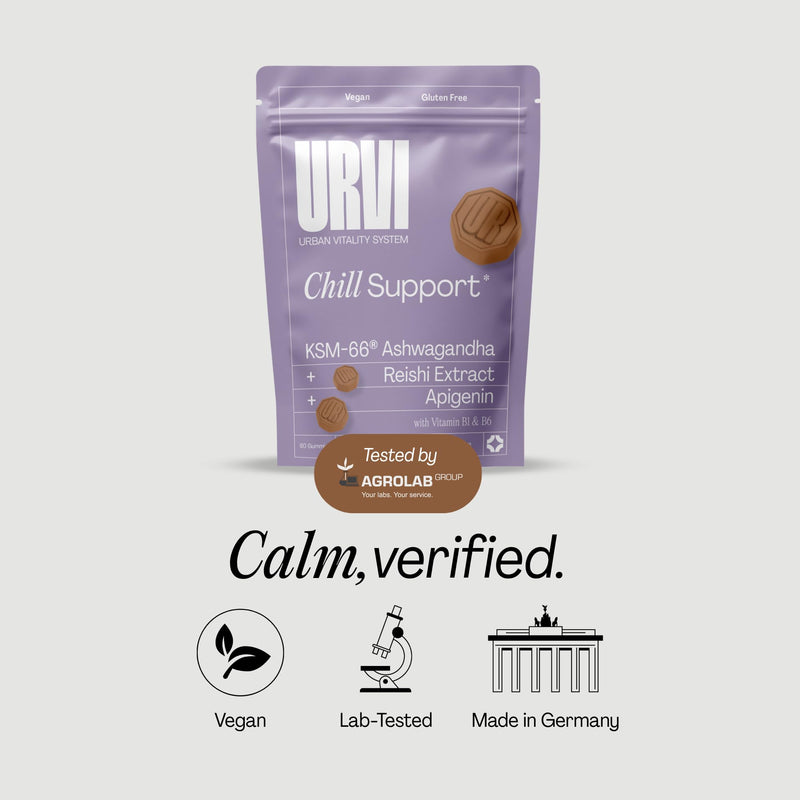 URVI® KSM-66 Ashwagandha Gummies – Cortisol Reducer with Apigenin, Reishi & Vitamin B6 – Stress Relief – Vegan, Gluten-Free – Blood Orange, 60 Chews 60 Count (Pack of 1)