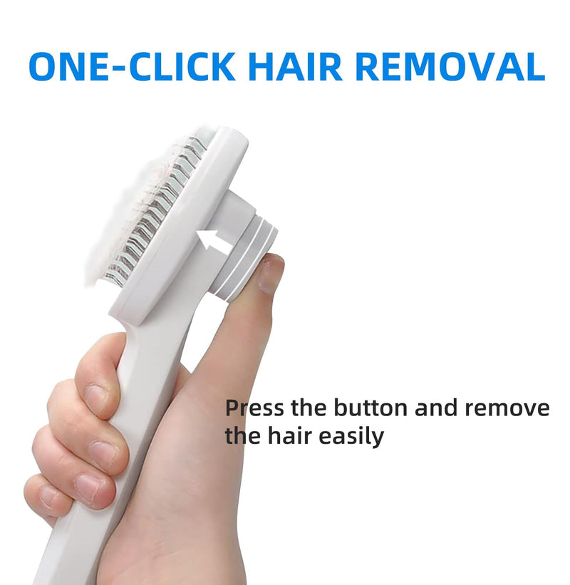 Versatile Pet Grooming Brush - Gently Removes Loose Undercoat, Suitable for Cats and Dogs, Ideal for Massage (Gray) Gray