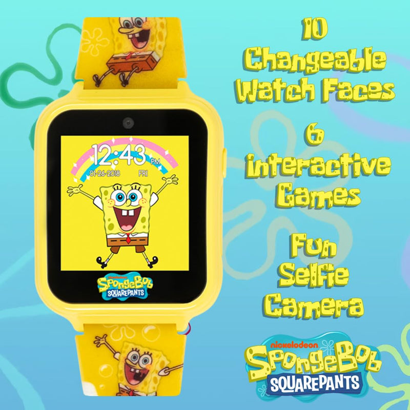 SpongeBob SquarePants Kids Smart Watch Touchscreen with Camera Games Stopwatch Alarm Fitness Tracker Photo Video Recorder – Fits Wrist Sizes 5.5" to 8" - BeesActive Australia