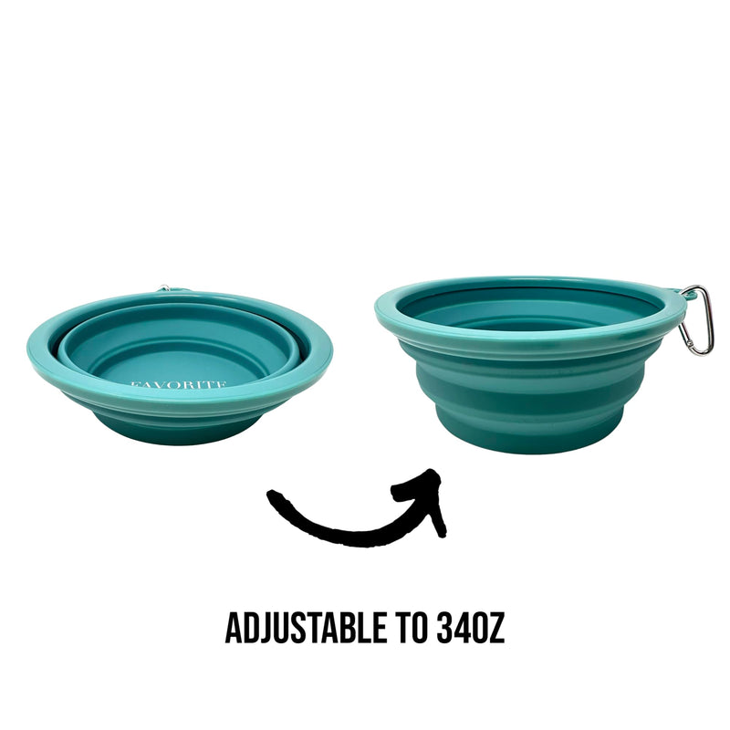 SparkDog Collar Collapsible Silicone Travel Pet Bowl -Premium Quality, Food Grade Silicone, Reinforced Rim, Large for Travel, Hiking, Adventure, Dog or Cat (Aqua-Favorite Child, 34oz/1L) Aqua-"Favorite Child" - BeesActive Australia