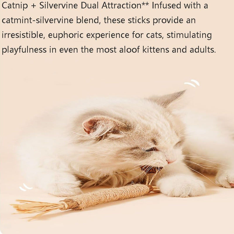 Vintage & Haven 3 Pcs Natural Silvervine Sticks Cat Toys, Catmint Silvervine Blend Sticks, Kittens Chew Toys for Teeth Cleaning, Matatabi Dental Care Cat Treat, Consumable Kitty Lick Toys (3 Pcs)