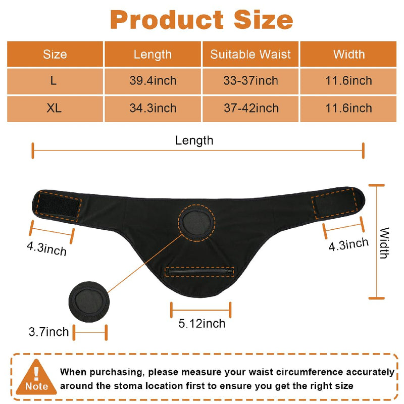 Ostomy Belt for Ostomy Bag Cover, Inner Pocket to Accommodate Ostomy Pouch for Sport or Daily Life, Black Colostomy Belt for Men & Women(XL) X-Large