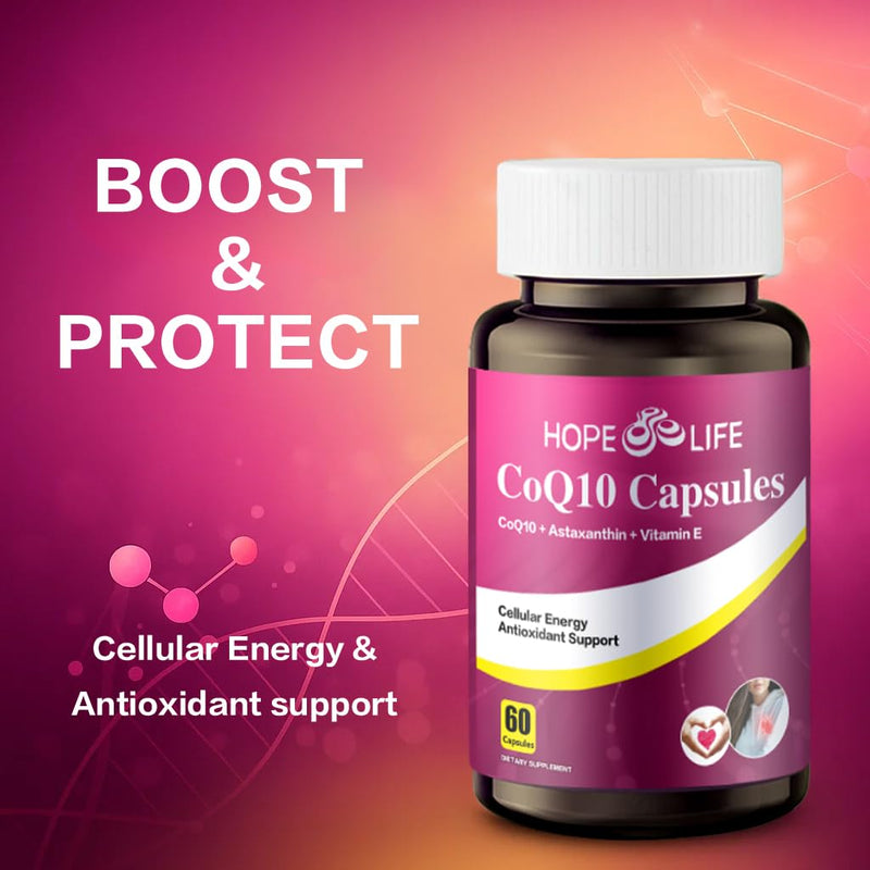 Coenzyme Q10 Supplements - 2X Better Absorption, Cellular Energy Support with Astaxanthin and Vitamin E, Antioxidant for Heart Health & Energy Production, 1 Month Supply, 60 Capsules 1 Bottles