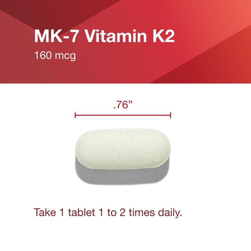 PROTOCOL FOR LIFE BALANCE MK-7 Vitamin K2 160mcg, Bone Health, 60 Tablets | VIT K Supplement, MK-7 Vitamin K2 Life Balance, Support Bone Health and Vascular Elasticity*, Non-GMO and Vegan